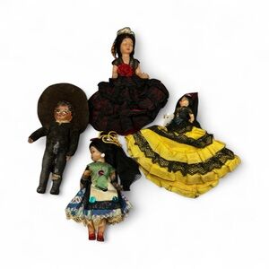 Vintage Set Mini Spanish Flamenco Dancer Collectible Female Male Dolls 4” 5”